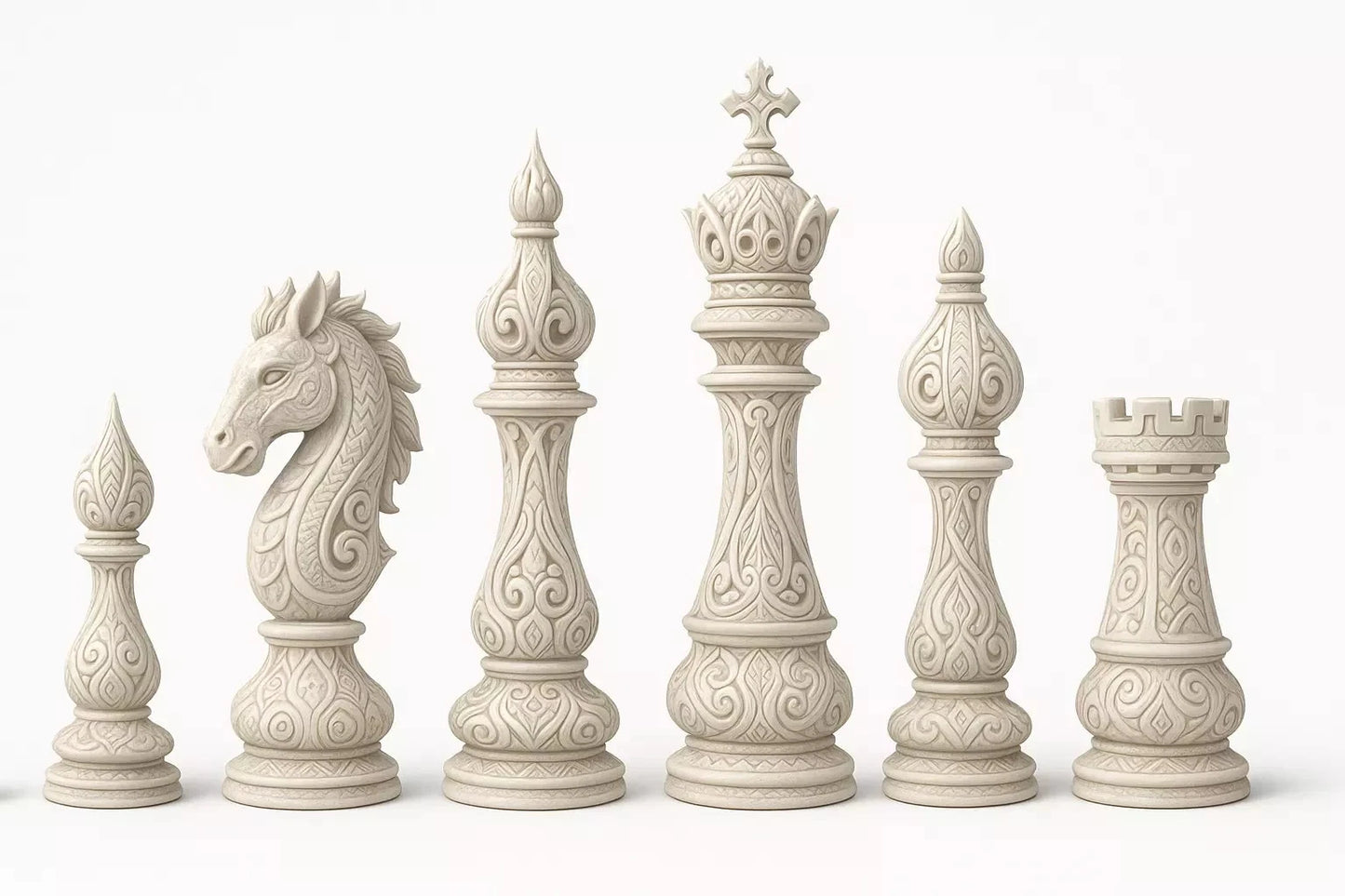 exquisite filigree custom chess set - 3d printed art - unique gift for players