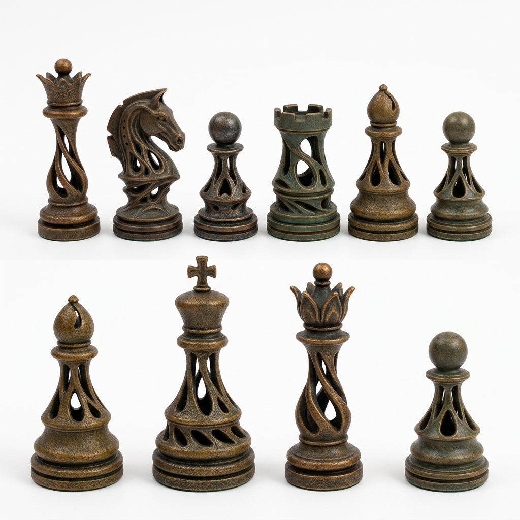 futuristic hollow organic chess set
